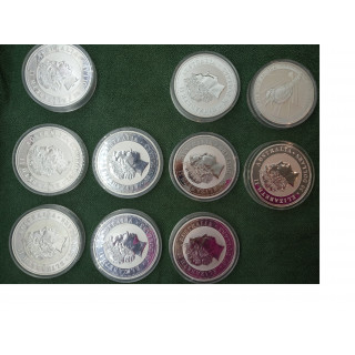 kookaburra moneta 1kg srebrna 2008 2009 2010 2011 2020 1000g