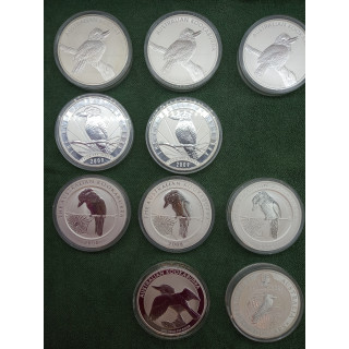 kookaburra moneta 1kg srebrna 2008 2009 2010 2011 2020 1000g