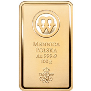 Sprzedam złoto inwestycyjne sztabkę złota 100g Mennica Polska