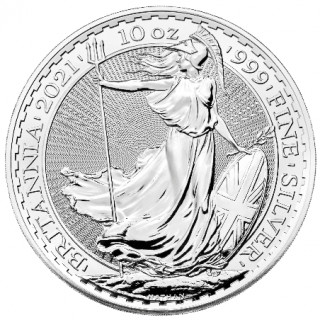 BRITANNIA 2021 SREBRNA 10 UNCJOWA MONETA 10 OZ UNCJI 10 GBP