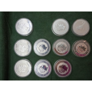 kookaburra moneta 1kg srebrna 2008 2009 2010 2011 2020 1000g