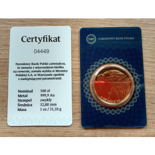 Moneta Bielik 2023 500zł 1oz Au 999,99