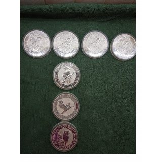 kookaburra moneta 1kg srebrna 1992 1995 1996 1997 1000g kilogram