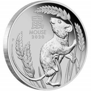 1oz platyny - Australia, Lunar III: Mouse (rocznik 2020)