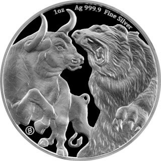 100 sztuk srebrnych monet bull and bear stan nowe