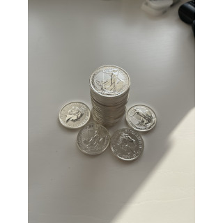 Srebrne monety kolekcjonerskie Britannia tuba 2x25 monet 1 oz