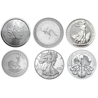 Kupie srebr­ne mo­ne­ty jedno un­cjo­we, od 5 do 500szt