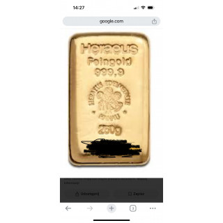 Sztabki a 250 g Heraeus 999,99