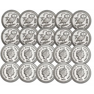 2$ Ateńska Sowa 1 uncja Srebra 2022 100 sztuk
