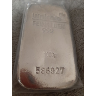Sztabka srebra Umicore 1kg, próba 999, autoryzacja LBMA