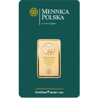 Sprzedam złoto inwestycyjne sztabkę złota 100g Mennica Polska